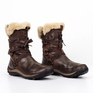 Merrell Women Brown Leather Lace-up Zip 200Gr Warm Winter Boots sz 8.5